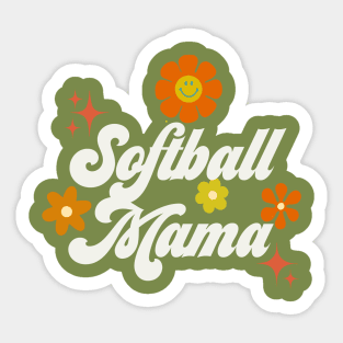 Softball Mama - 70s style - white Sticker